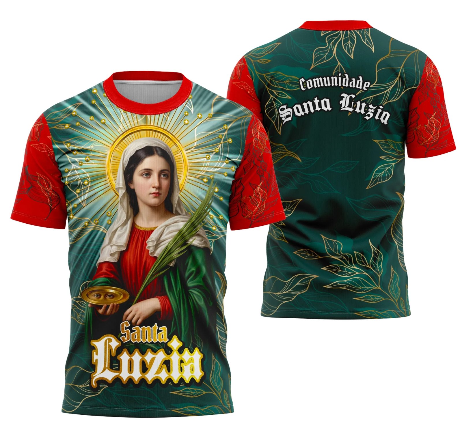 Camisa Santa Luzia Católica Religião - Janete Artes