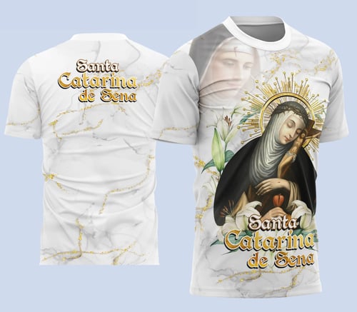 Arte Estampa Camisa de Religião - Santa Catarina de Sena