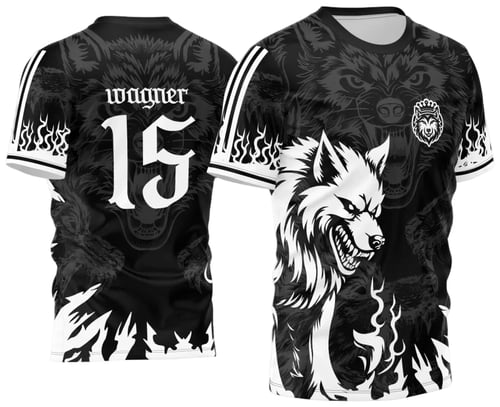 Arte Estampa Camisa Interclasse Lobo Assustador Preto e Branco 2024