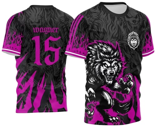 Arte Estampa Camisa Interclasse Lobo Assustador Preto e Branco 2024