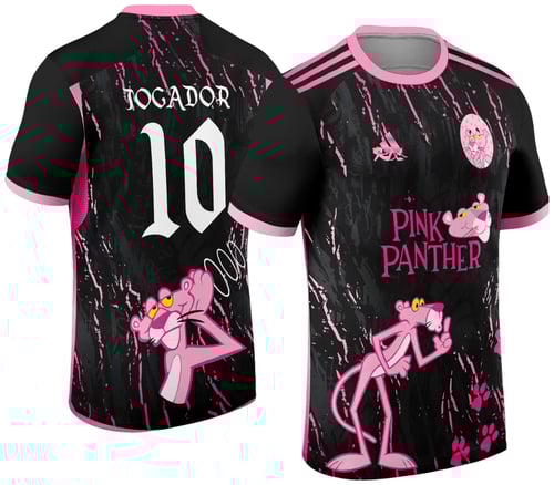 Arte Estampa Camisa Interclasse Pantera Cor de Rosa Desenho 2024