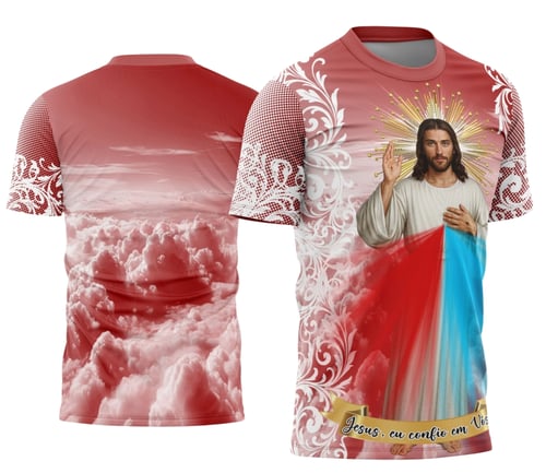 Arte Estampa Camisa de Religião - Jesus, eu confio em vós!