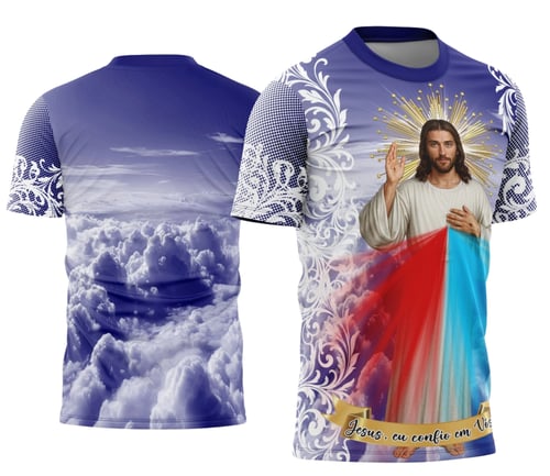 Arte Estampa Camisa de Religião - Jesus, eu confio em vós!