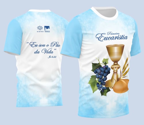 Arte Camisa Primeira Eucaristia Comunhão - Religião