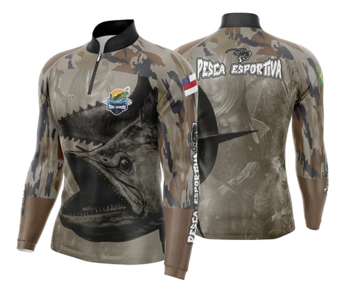Arte Template Camisa De Pesca Esportiva Modelo 06
