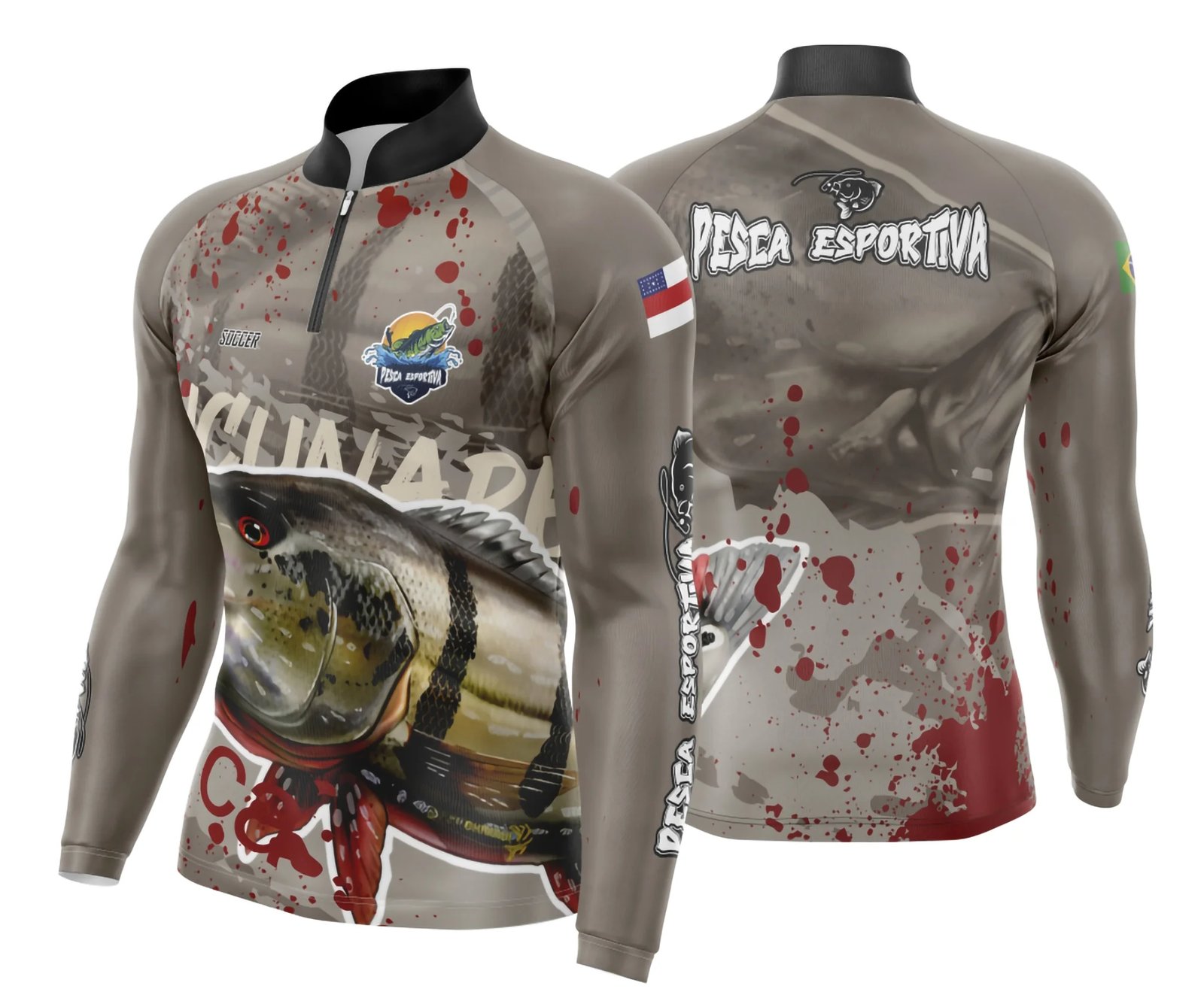 Arte Template Camisa De Pesca Esportiva Modelo 10