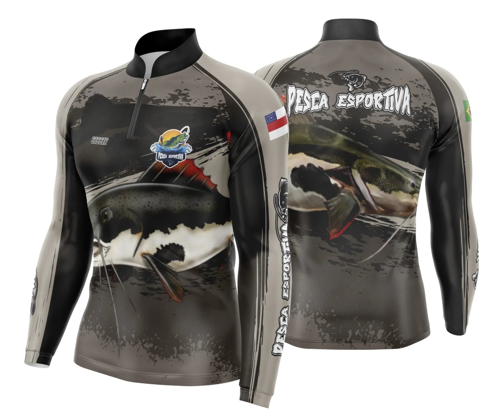 Arte Template Camisa De Pesca Esportiva Modelo 13