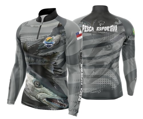 Arte Template Camisa De Pesca Esportiva Modelo 14