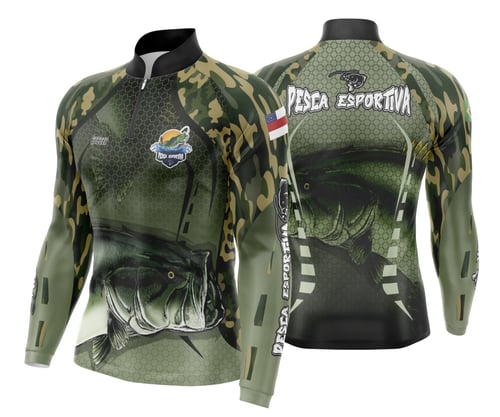 Arte Template Camisa De Pesca Esportiva Modelo 17