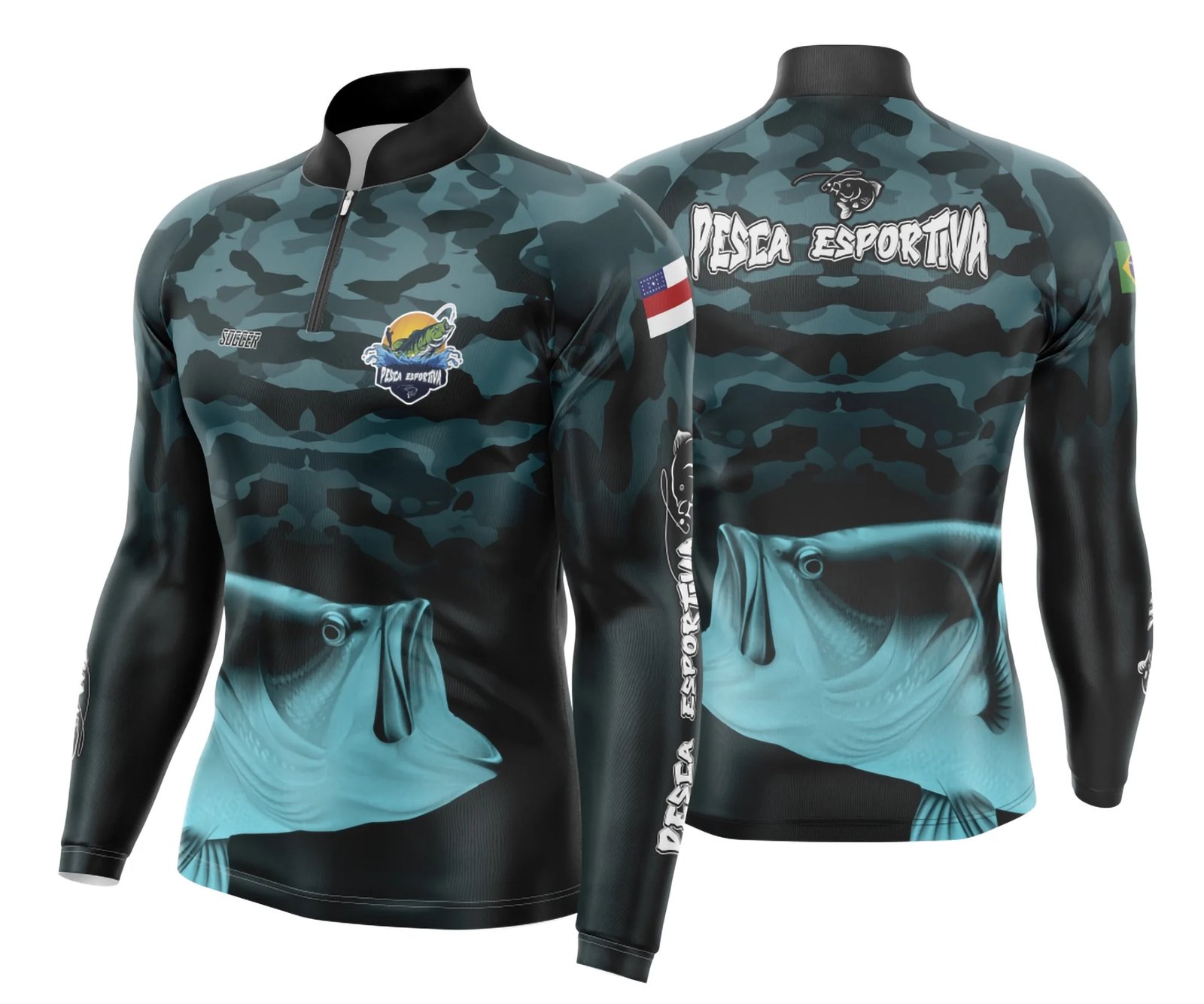 Arte Template Camisa De Pesca Esportiva Modelo 19