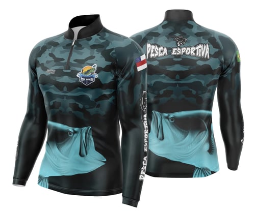 Arte Template Camisa De Pesca Esportiva Modelo 19