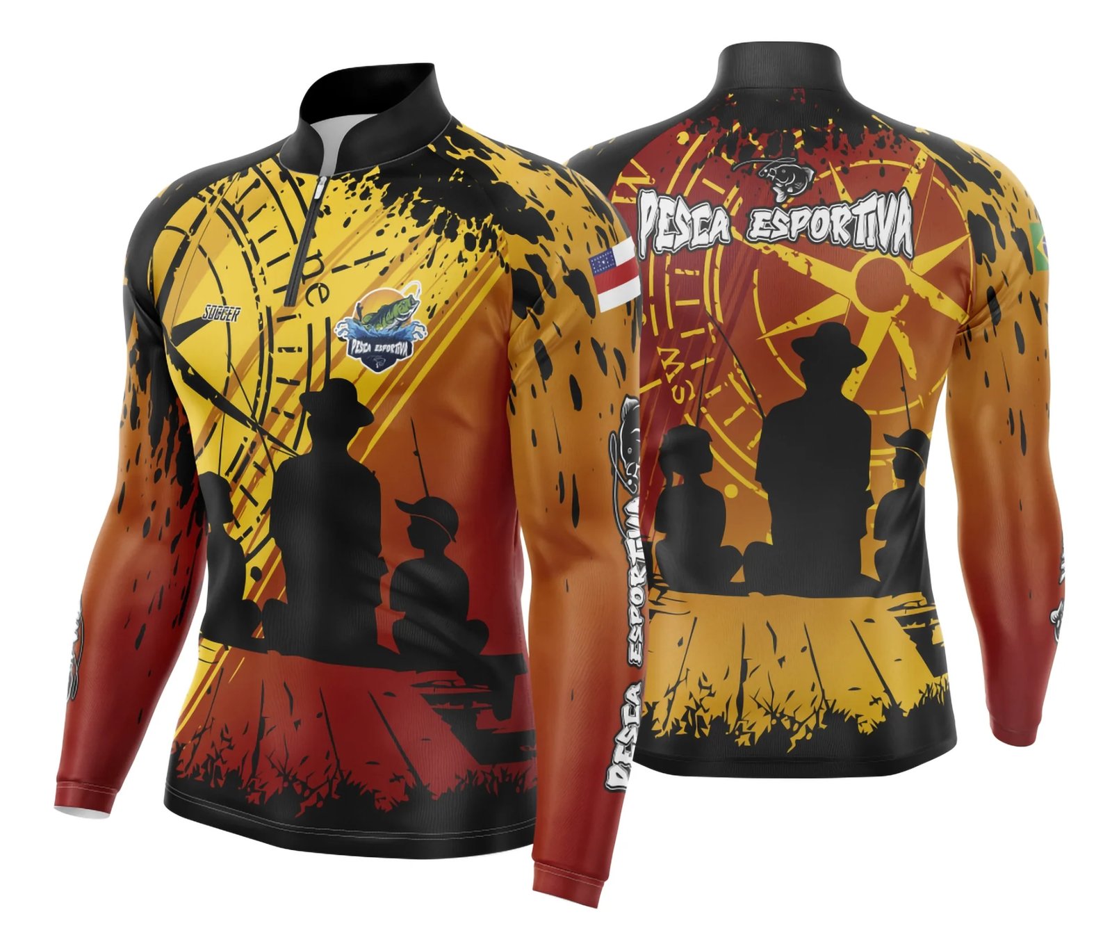 Arte Template Camisa De Pesca Esportiva Modelo 27