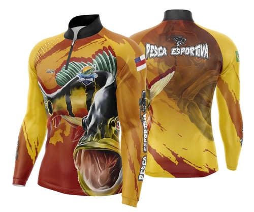 Arte Template Camisa De Pesca Esportiva Modelo 39