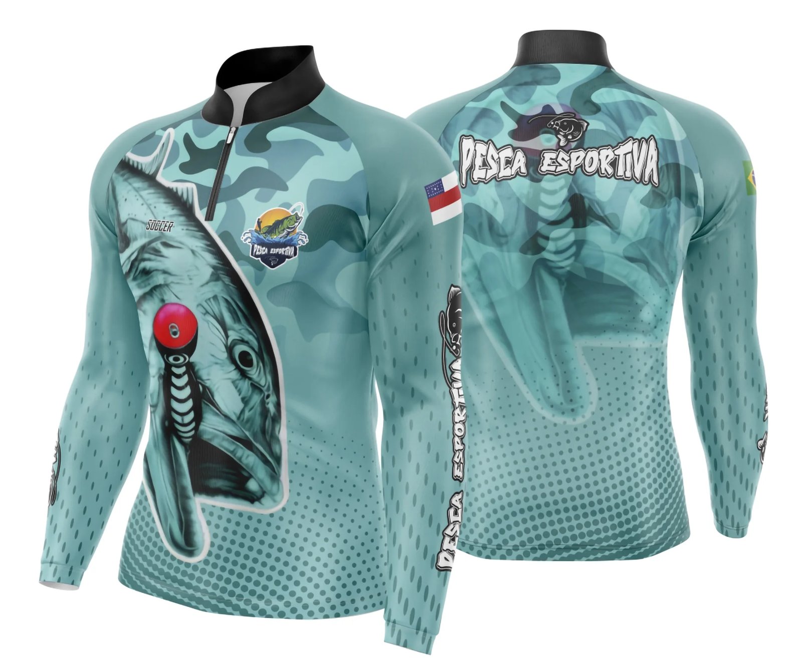 Arte Template Camisa De Pesca Esportiva Modelo 43