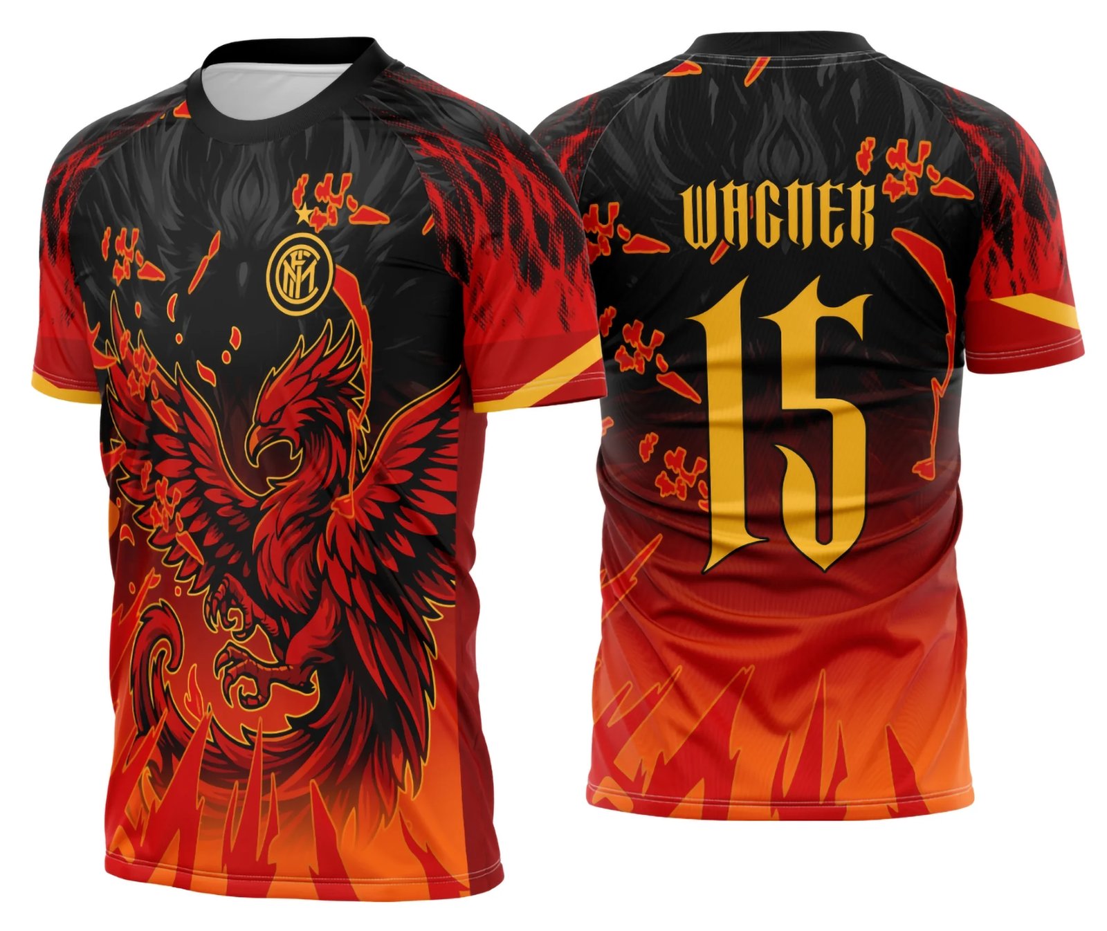 Arte Template Camisa Interclasse Fênix Chamas Laranja - 0085