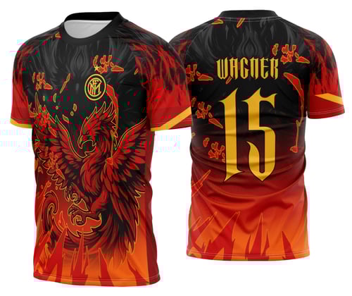 Arte Template Camisa Interclasse Fênix Chamas Laranja - 0085