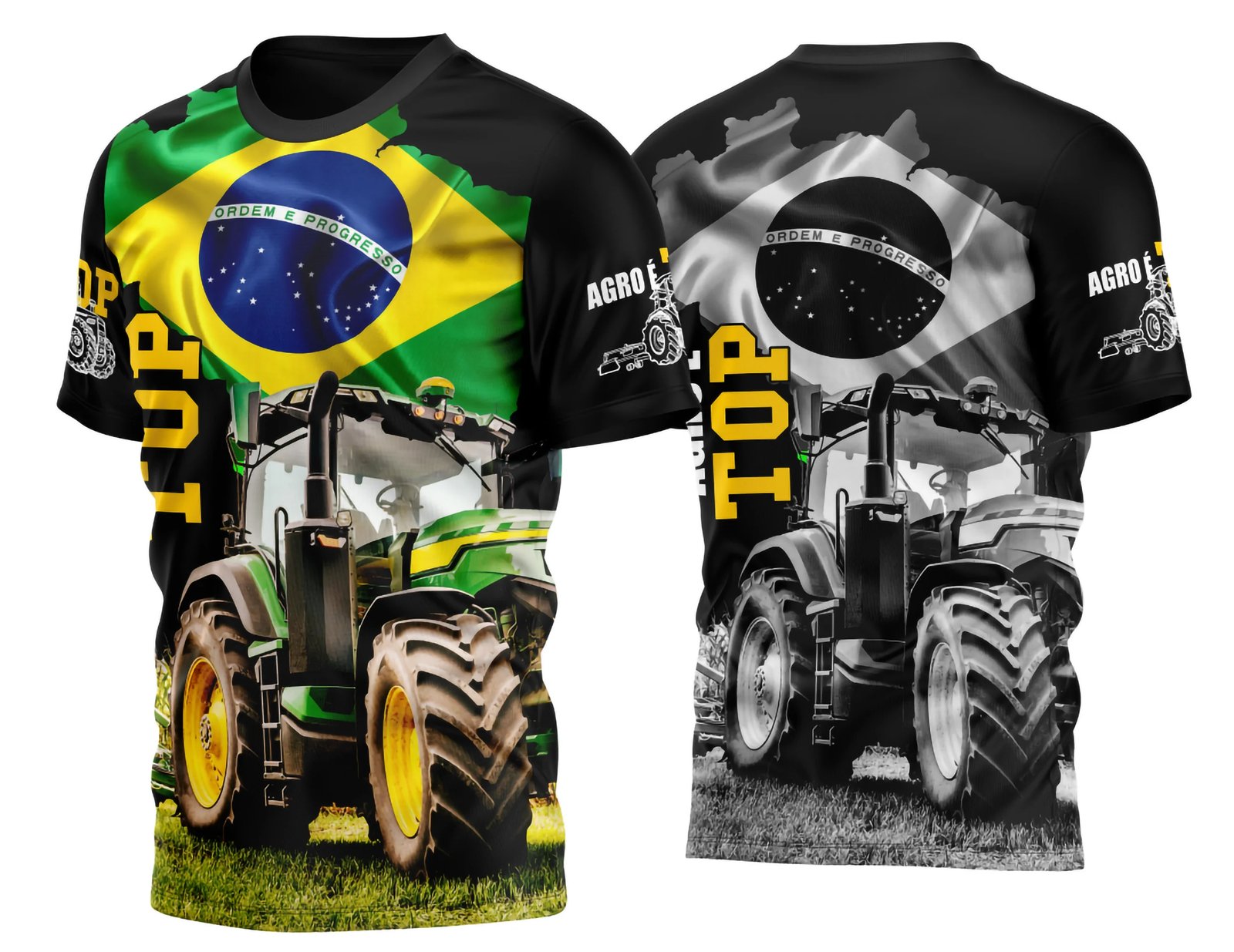 Arte Vetor Camisa AGRO Mapa do Brasil e Trator