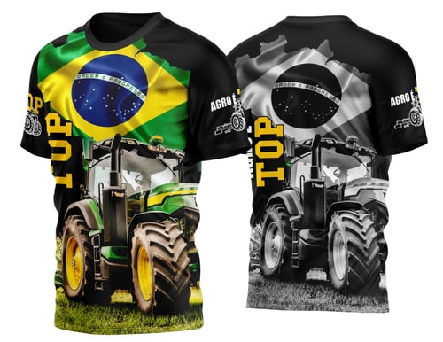 Arte Vetor Camisa AGRO Mapa do Brasil e Trator