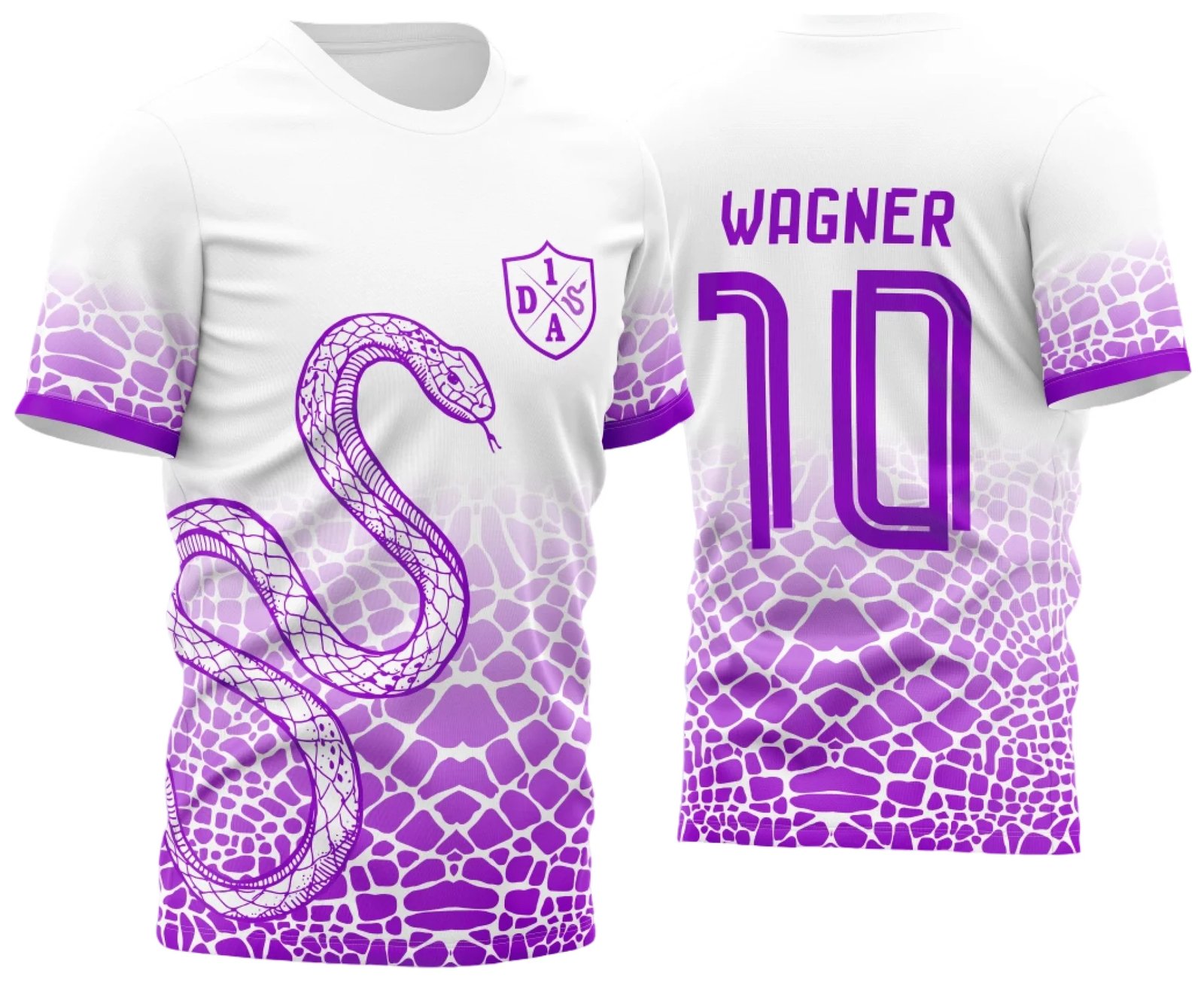 Arte Vetor Camisa Cobra de Time Futebol InterClasse Branca e Roxa