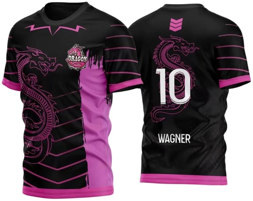Arte Vetor Camisa de Interclasse Dragão Rosa Sublimação