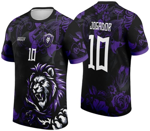 Arte Vetor Camisa de Interclasse Leão Roxo Floral 2024 - 2025