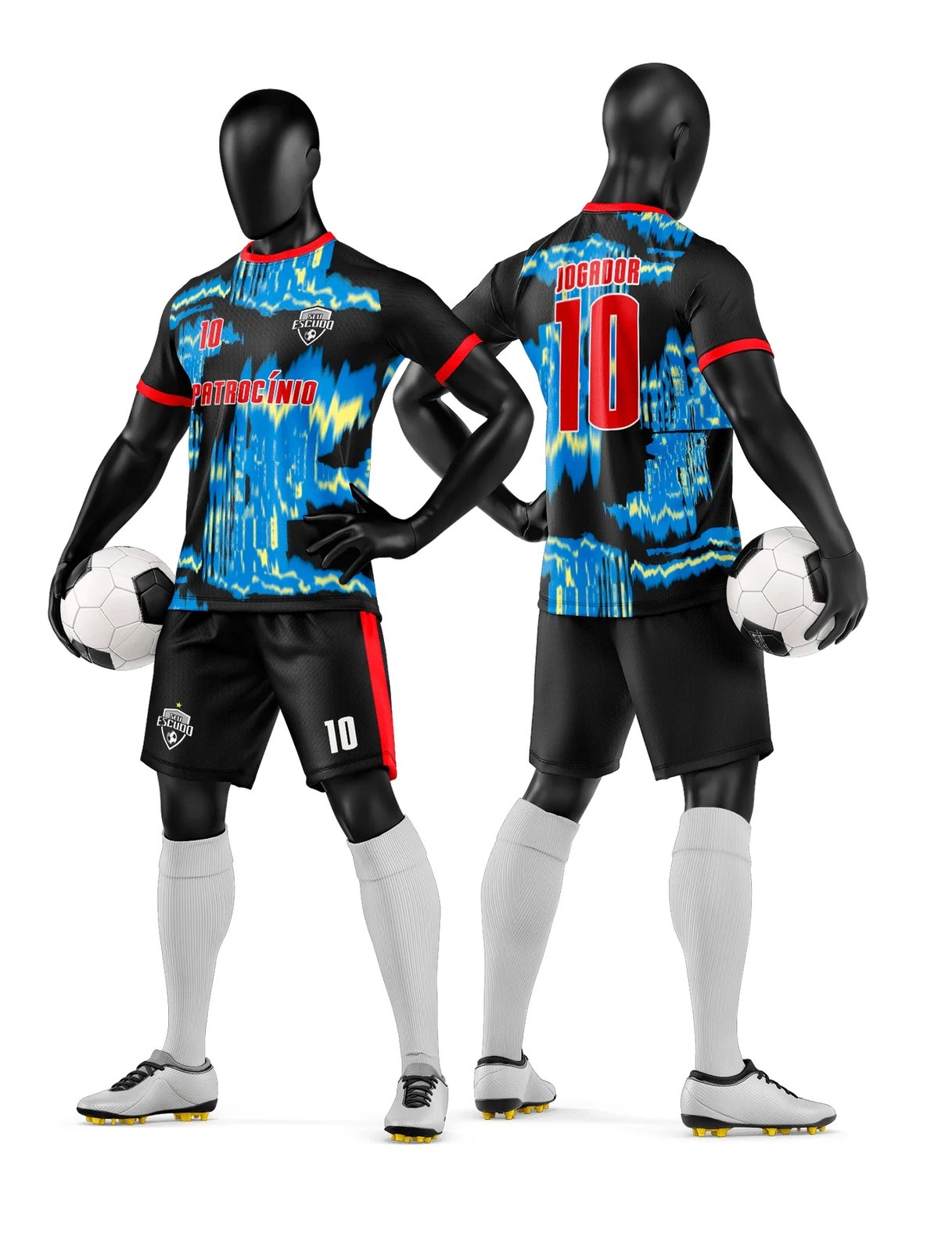 Arte Vetor Camisa e Short de Time de Futebol Amador