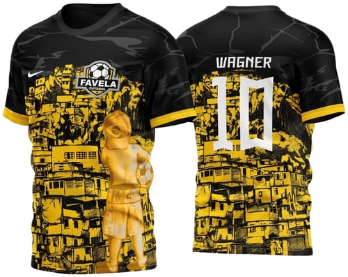 Arte Vetor Camisa Favela Menino com Bola