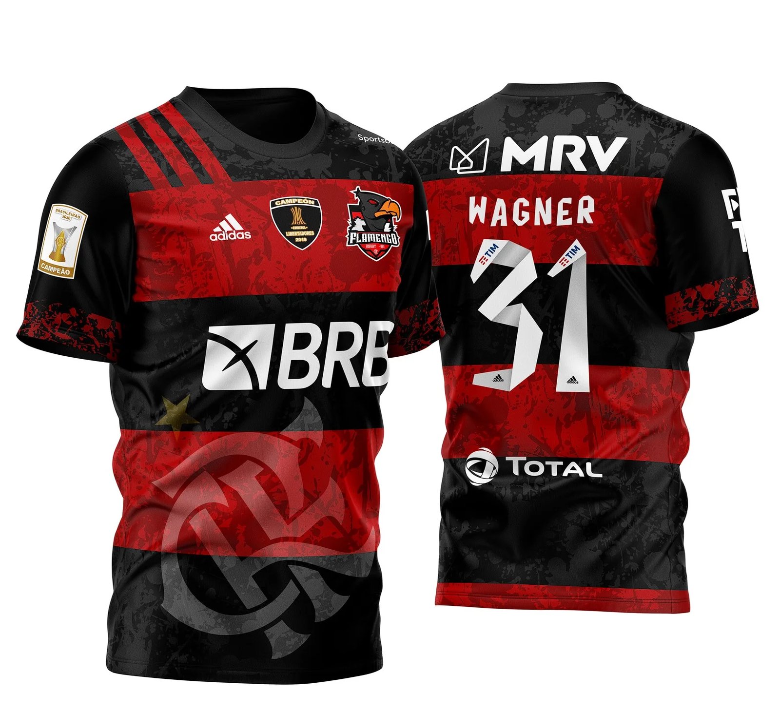 Arte Vetor Camisa Flamengo 2023 Personalizada Grunge