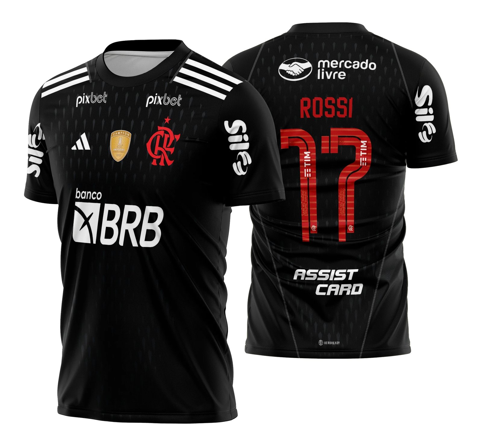 Arte vetorizada da camisa do goleiro do Flamengo para a temporada 2023-24, na cor Preta, destacando detalhes exclusivos do design.