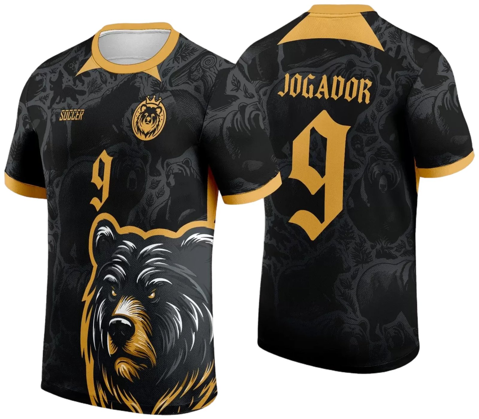 Arte Vetor Camisa InterClasse 2024 Urso Negro com Dourado