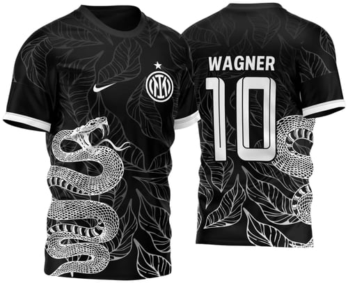 Arte Vetor Camisa InterClasse Cobra Ataque Folhas 2023 Preta