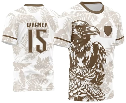 Arte Vetor Camisa Interclasse Corvo com Flores 2024