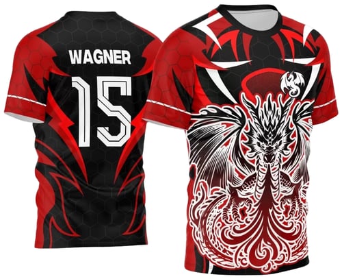 Arte Vetor Camisa Interclasse Dragão Fogo Vermelho 2024 - 2025