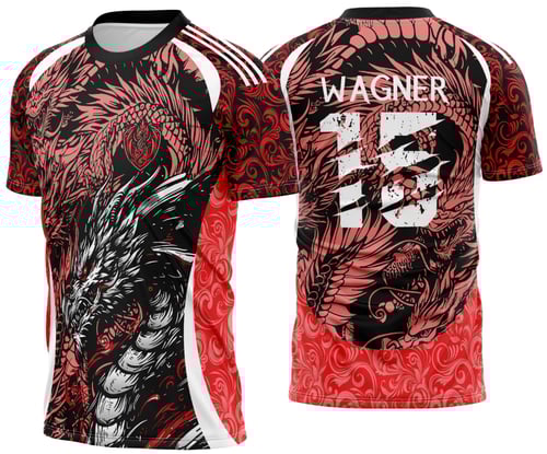 Arte Vetor Camisa Interclasse Dragão Negro com Laranja 2025