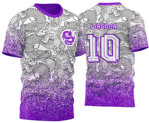 Arte Vetor Camisa InterClasse Dragão Padrão de Fundo Roxo
