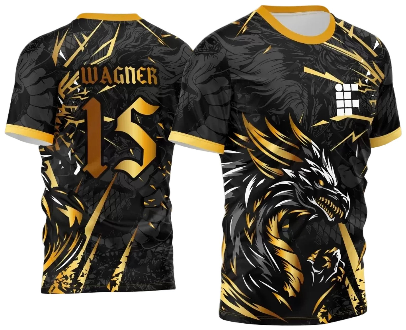 Arte Vetor Camisa InterClasse Dragão Preto e Dourado