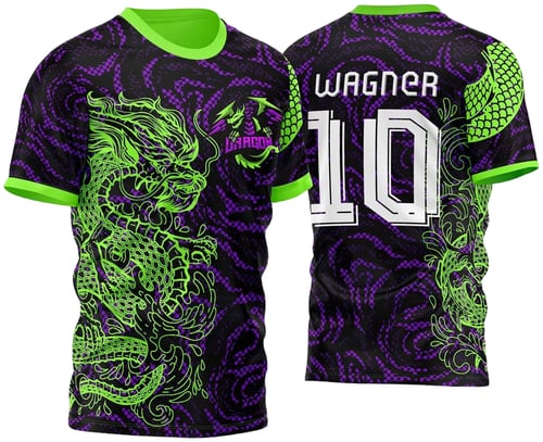 Arte Vetor Camisa InterClasse Dragão Verde e Roxo 2023