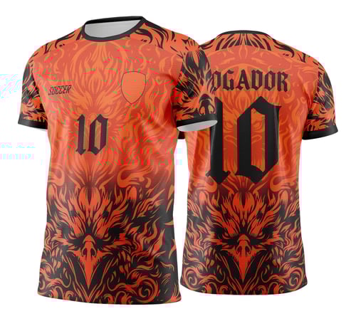  Arte Vetor Camisa Interclasse FÊNIX Chamas Preto com Laranja - Jogos Internos 2024 - 2025
