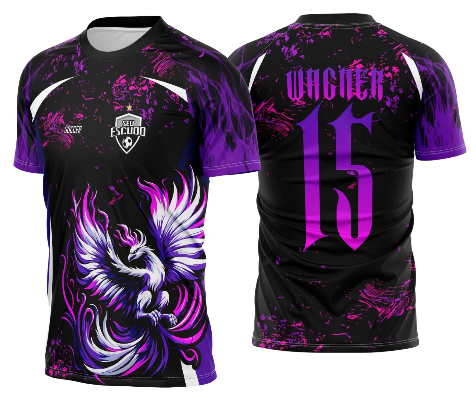 Arte Vetor Camisa Interclasse Fênix Roxa com asas Brancas 2025