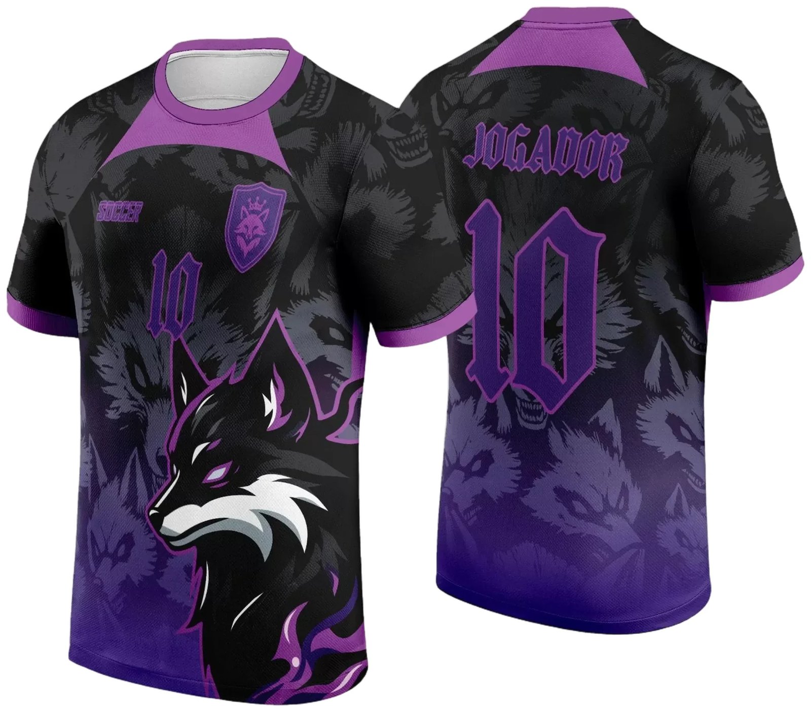 Arte Vetor Camisa Interclasse Fox Preto com Lobo Fox