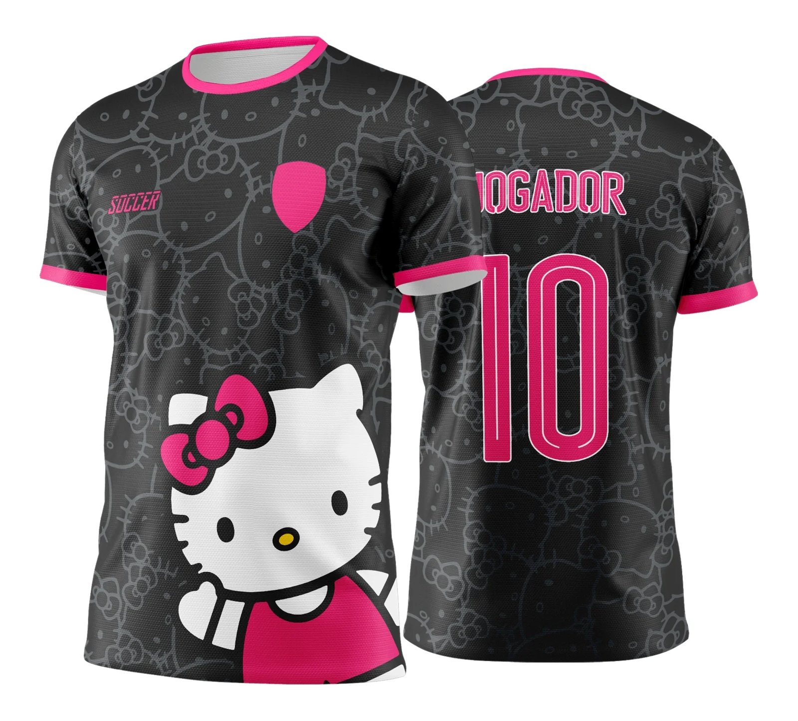  Arte Vetor Camisa Interclasse Hello Kitty Preta com Branco  - Jogos Internos 2024 - 2025