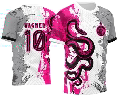 Arte Vetor Camisa InterClasse Inter de Milão Cobra Branca - Rosa - Cinza - 2023