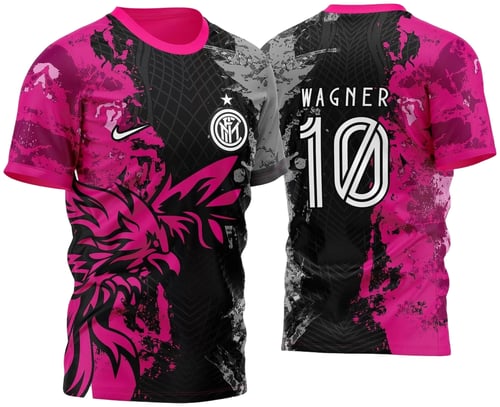 Arte Vetor Camisa InterClasse Inter de Milão Fantasia Fenix Rosa e Cinza 2023