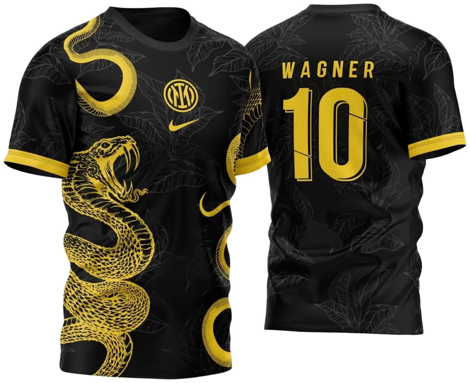 Arte Vetor Camisa InterClasse Inter Milan Serpentes Dupla 2023 Amarela
