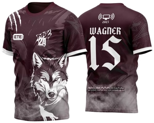 Arte Vetor Camisa InterClasse Lobo Cor Vinho 2024