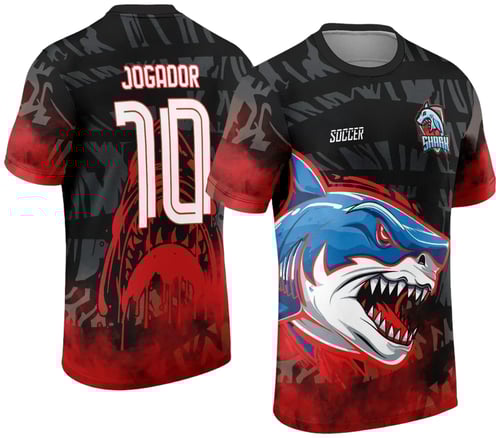 Arte Vetor Camisa InterClasse Shark Tubarão 2024 Vermelho