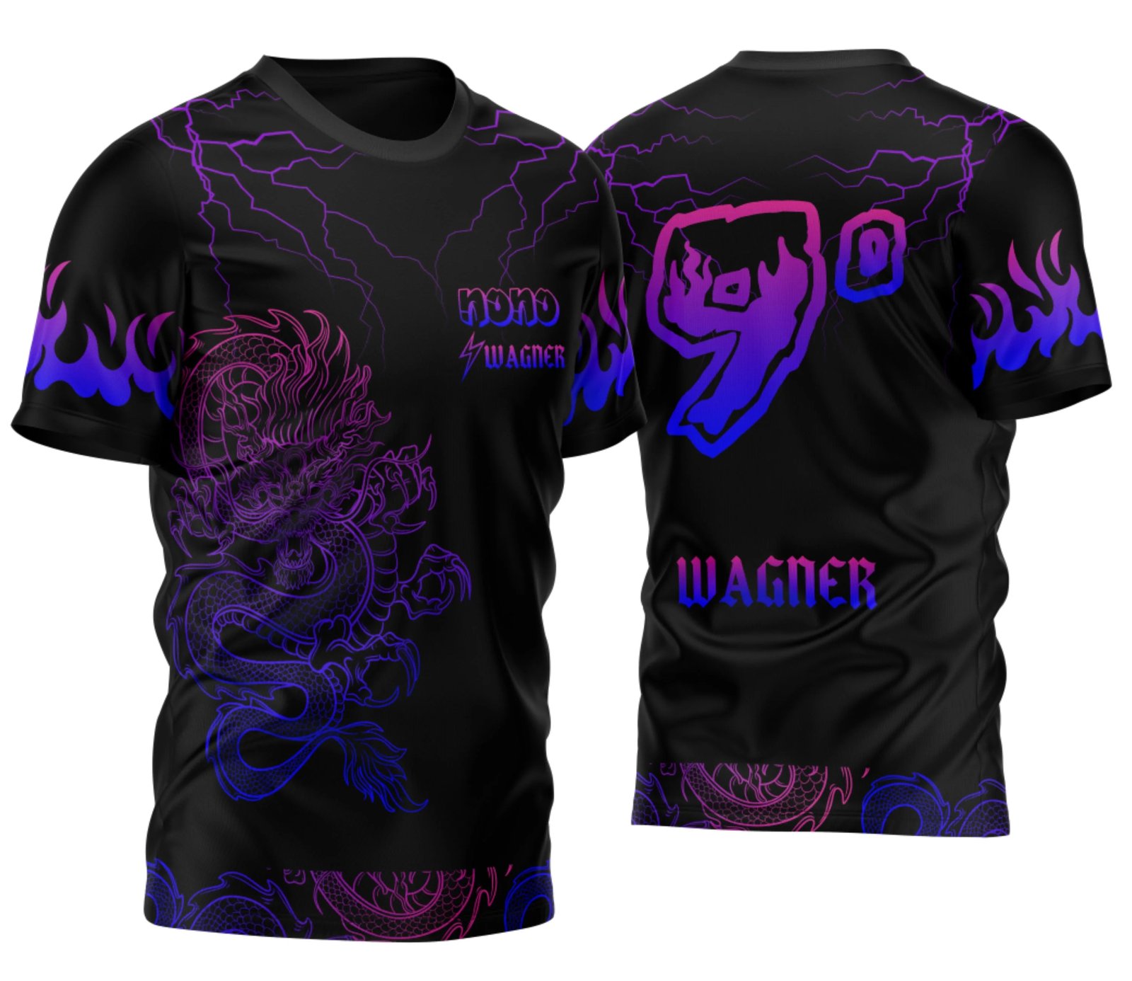 Camisa Nono Ano Dragão Japonês Raios 2026 Degrade