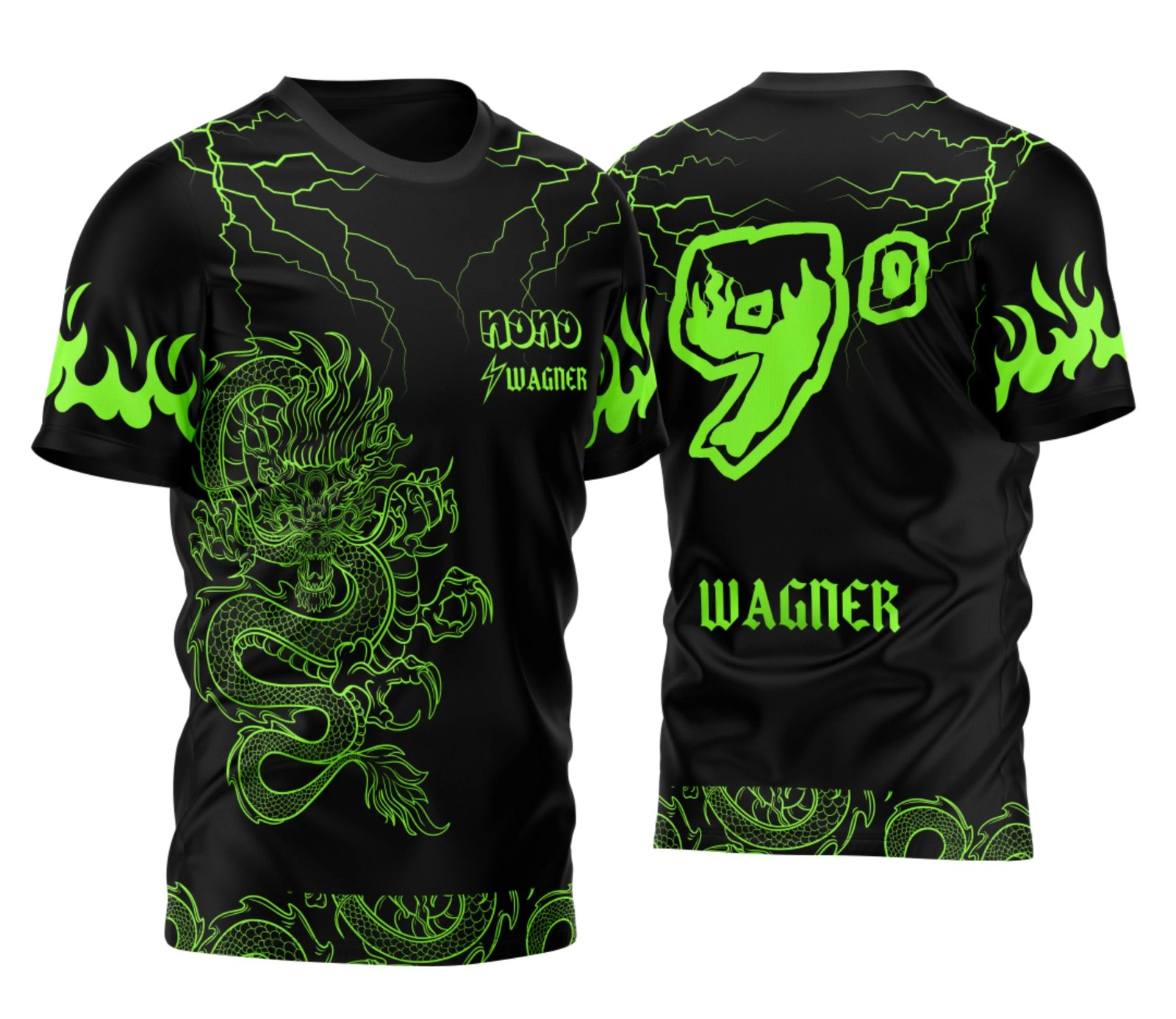 Camisa Nono Ano Dragão Japonês Raios 2026 Verde