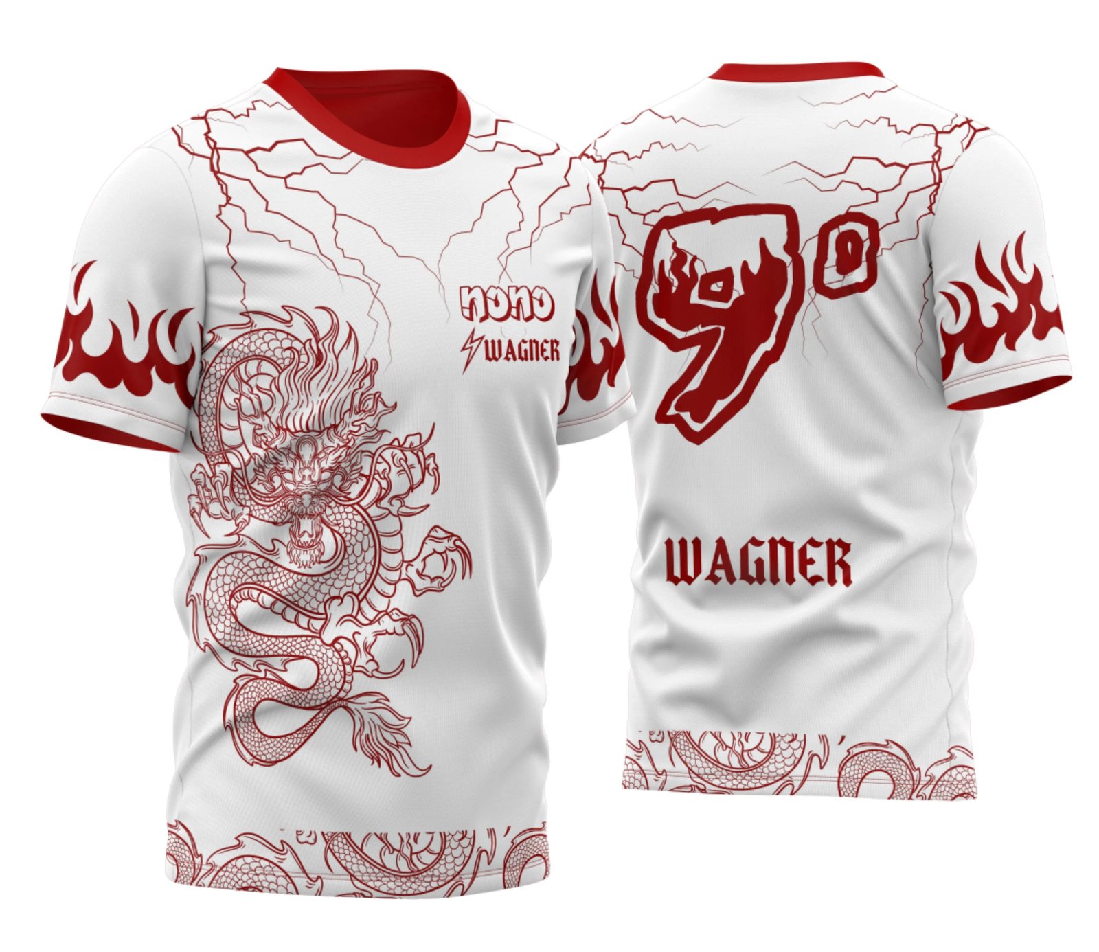 Camisa Nono Ano Dragão Japonês Raios 2026 Vermelha