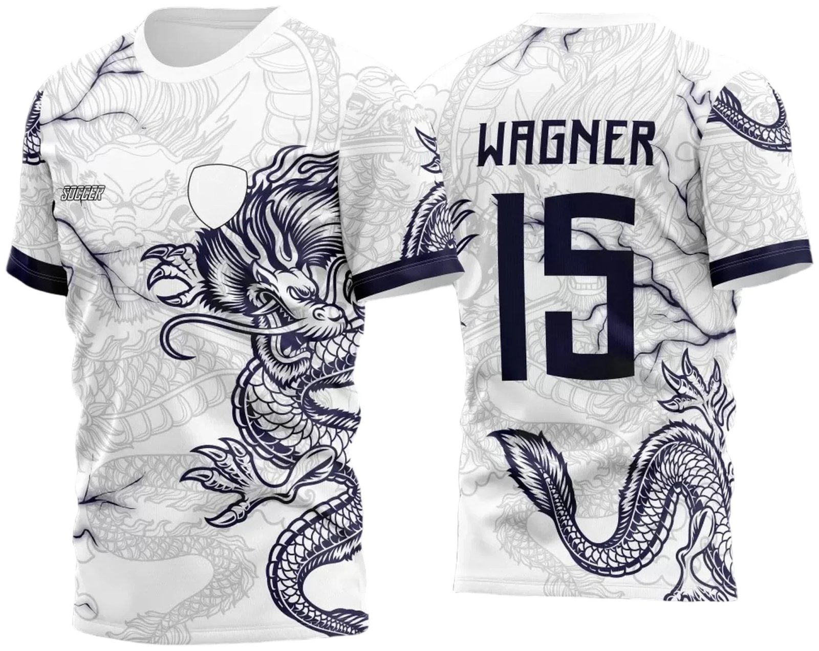 Arte Vetor Camisa Para Atlética Acadêmica e InterClasse Dragão Raios M3 Azul 2023